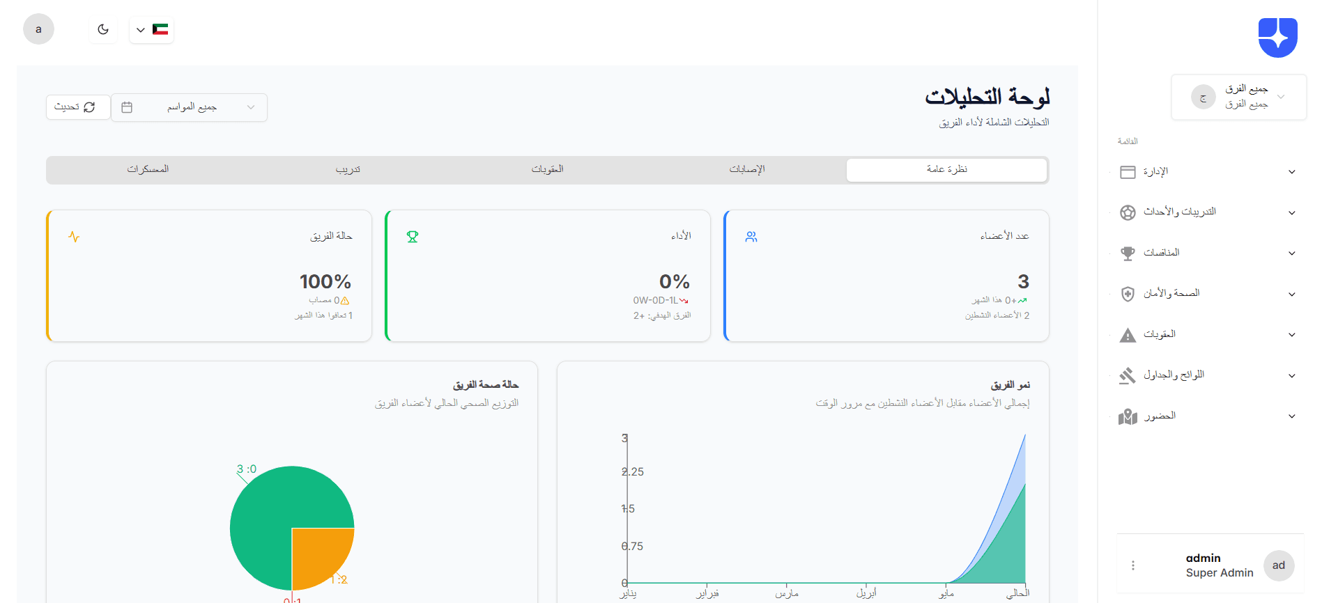 TeamPro Dashboard Interface